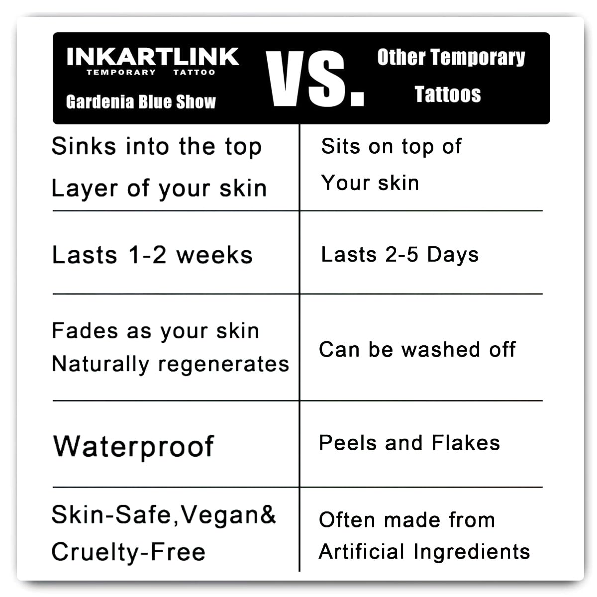 INKARTLINK Tattoo Tech realistic look on skin suitable for events and cosplay.