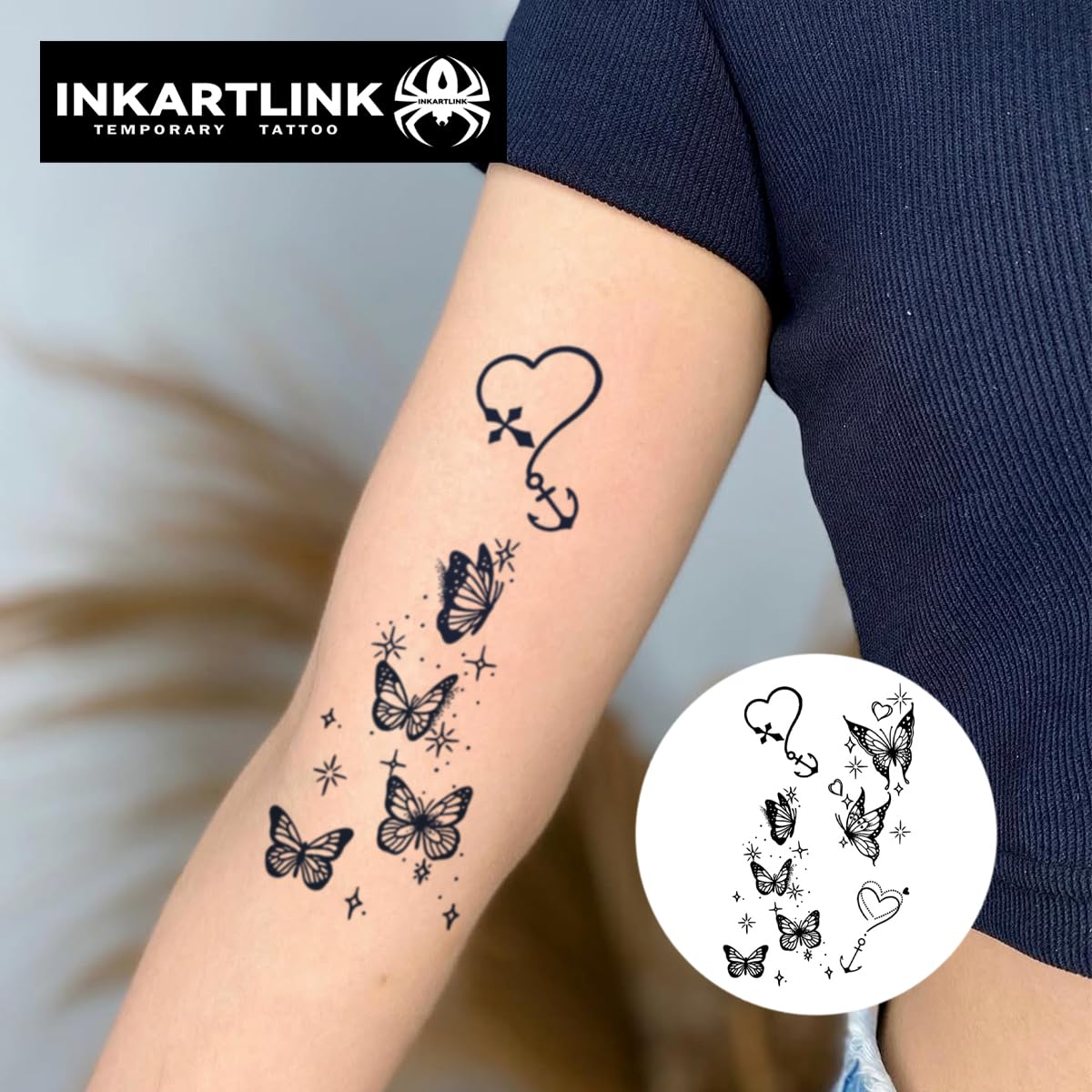 INKARTLINK waterproof semi-permanent arm tattoo demonstrates durable color through daily activities.