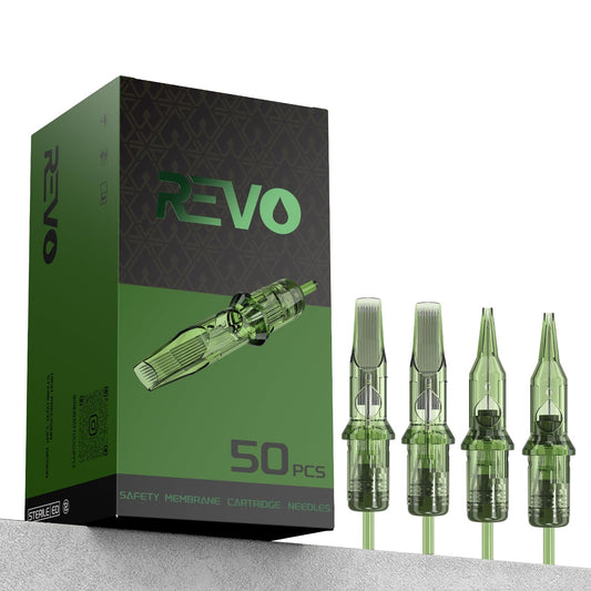 INKin Revo green translucent cartridge improves visibility during tattooing