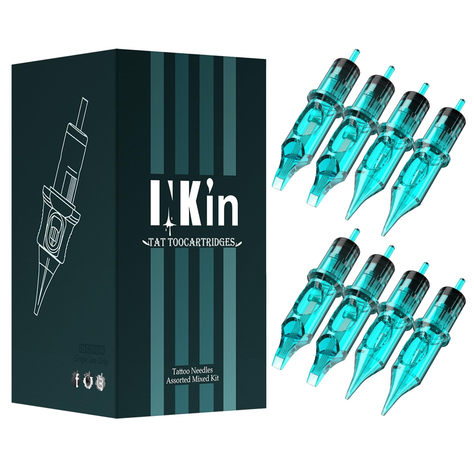 INKin tattoo needles assorted 50pcs pack shows versatile outlines and shading
