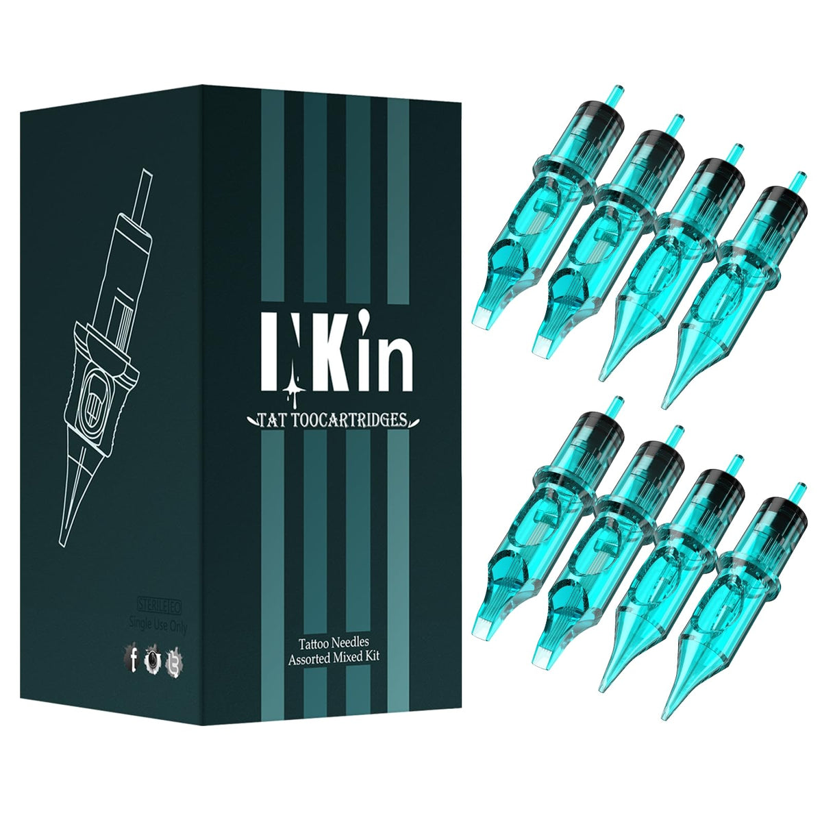 INKin tattoo needles assorted 50pcs pack shows versatile outlines and shading