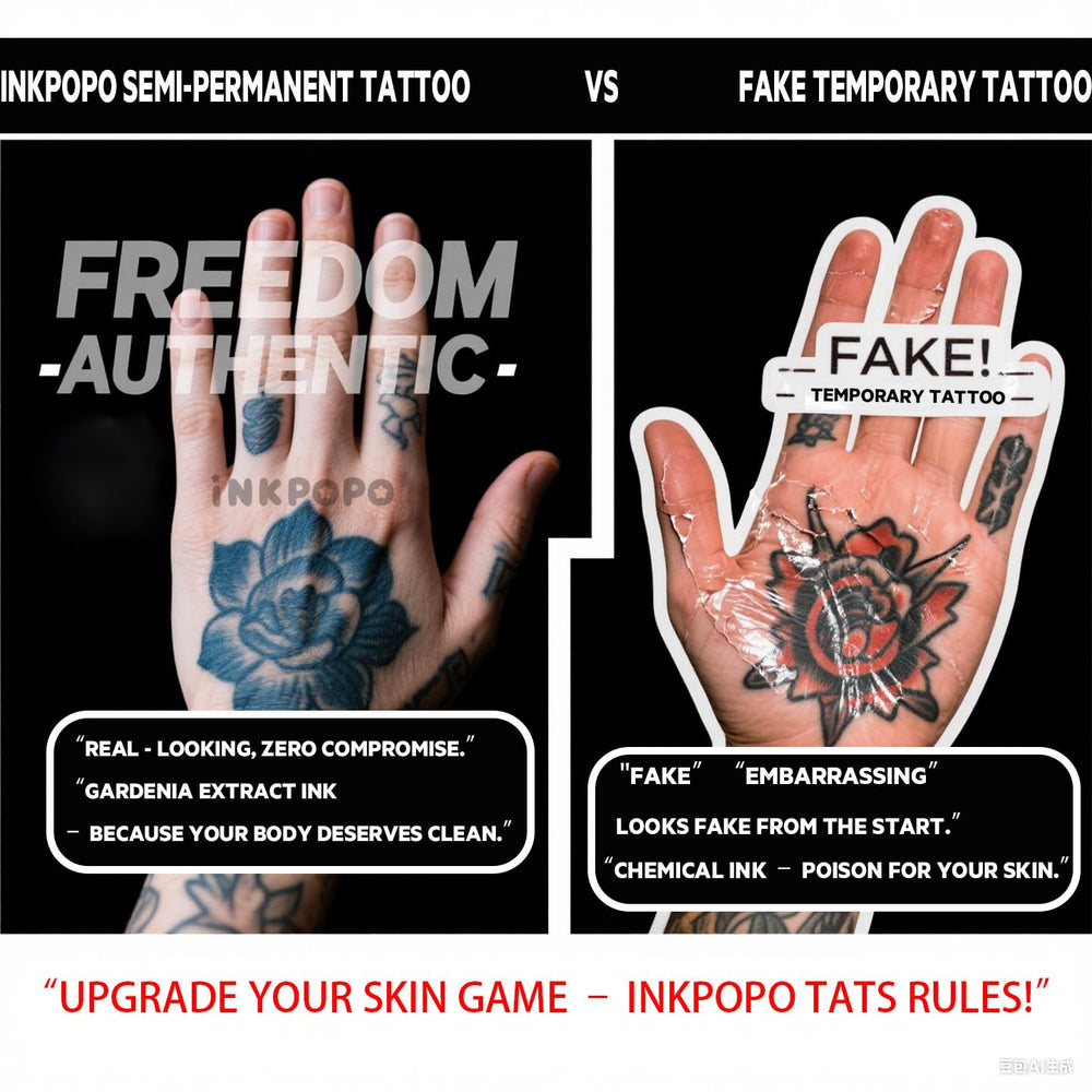 INKPOPO tattoo worn on wrist in lifestyle scene adds feminine accent and stays waterproof