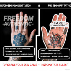 INKPOPO tattoo worn on wrist in lifestyle scene adds feminine accent and stays waterproof