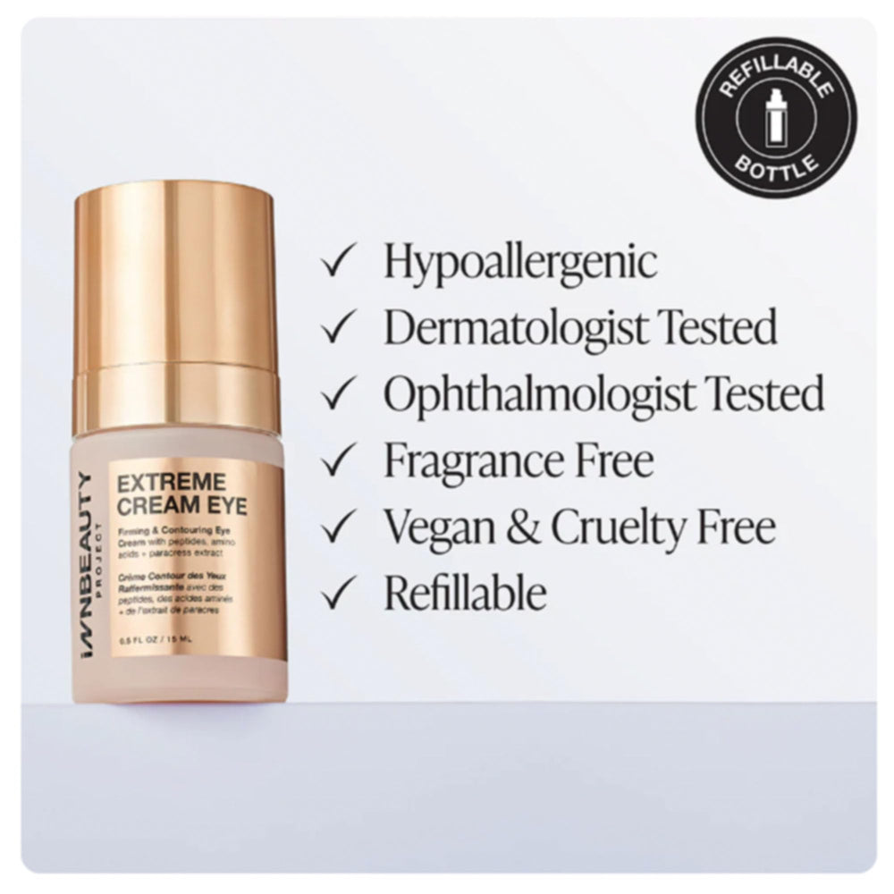 Innbeauty Project Extreme Cream Eye Firming application swatch demonstrating smooth absorption without heaviness