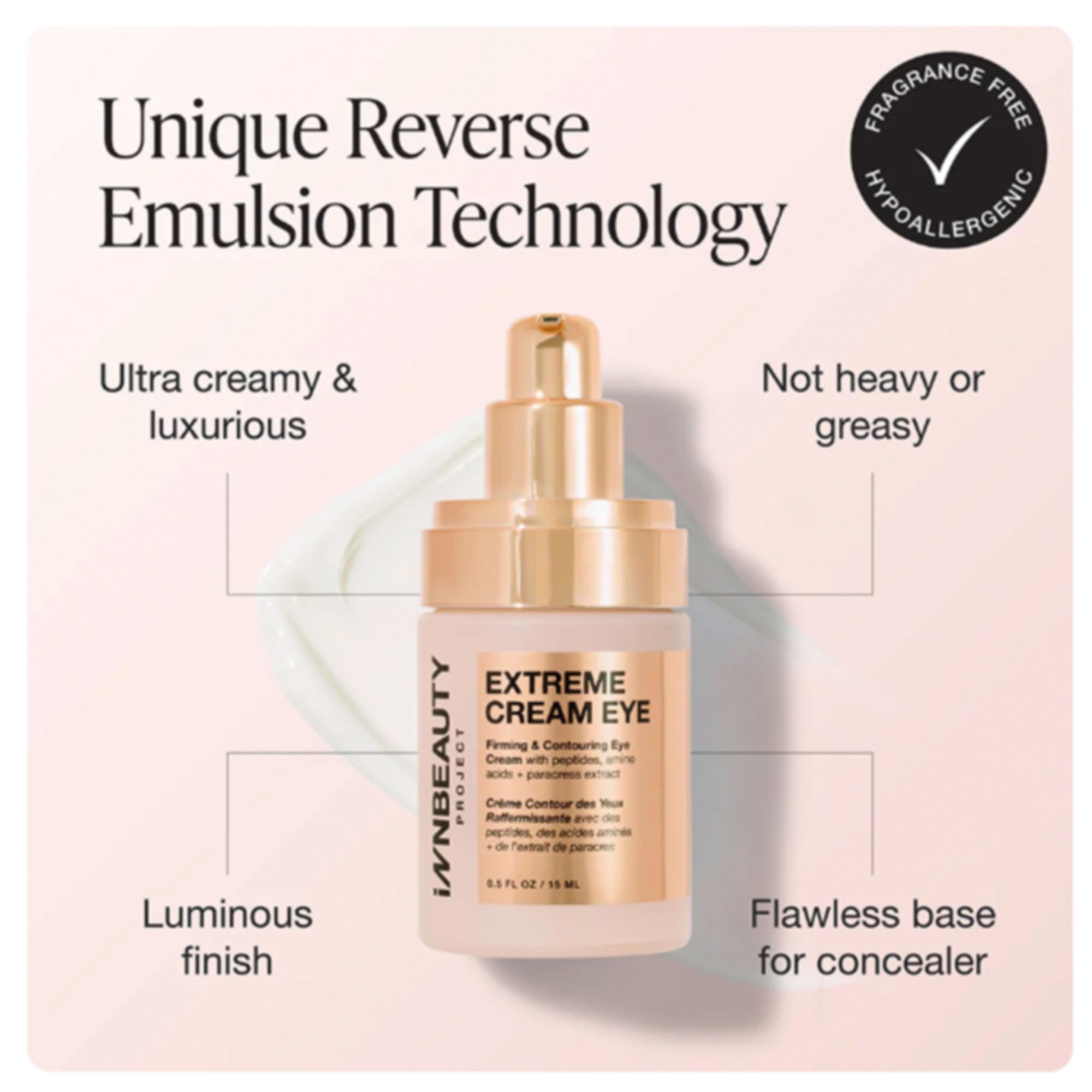 Innbeauty Project Extreme Cream Eye Firming packaging and pump showcasing convenient daily use