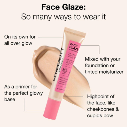 Innbeauty Project Face Glaze swatch shows dewy finish and lightweight hydration.