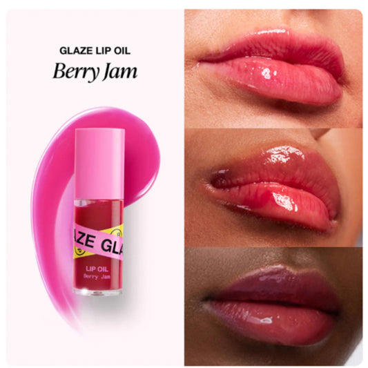 Innbeauty Project Glaze Lip Oil Berry Jam application on lips with smooth glide
