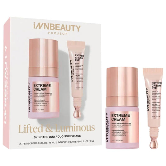 Innbeauty Project Lifted & Luminous travel set with Extreme Cream and Eye hydrates and firms the skin.
