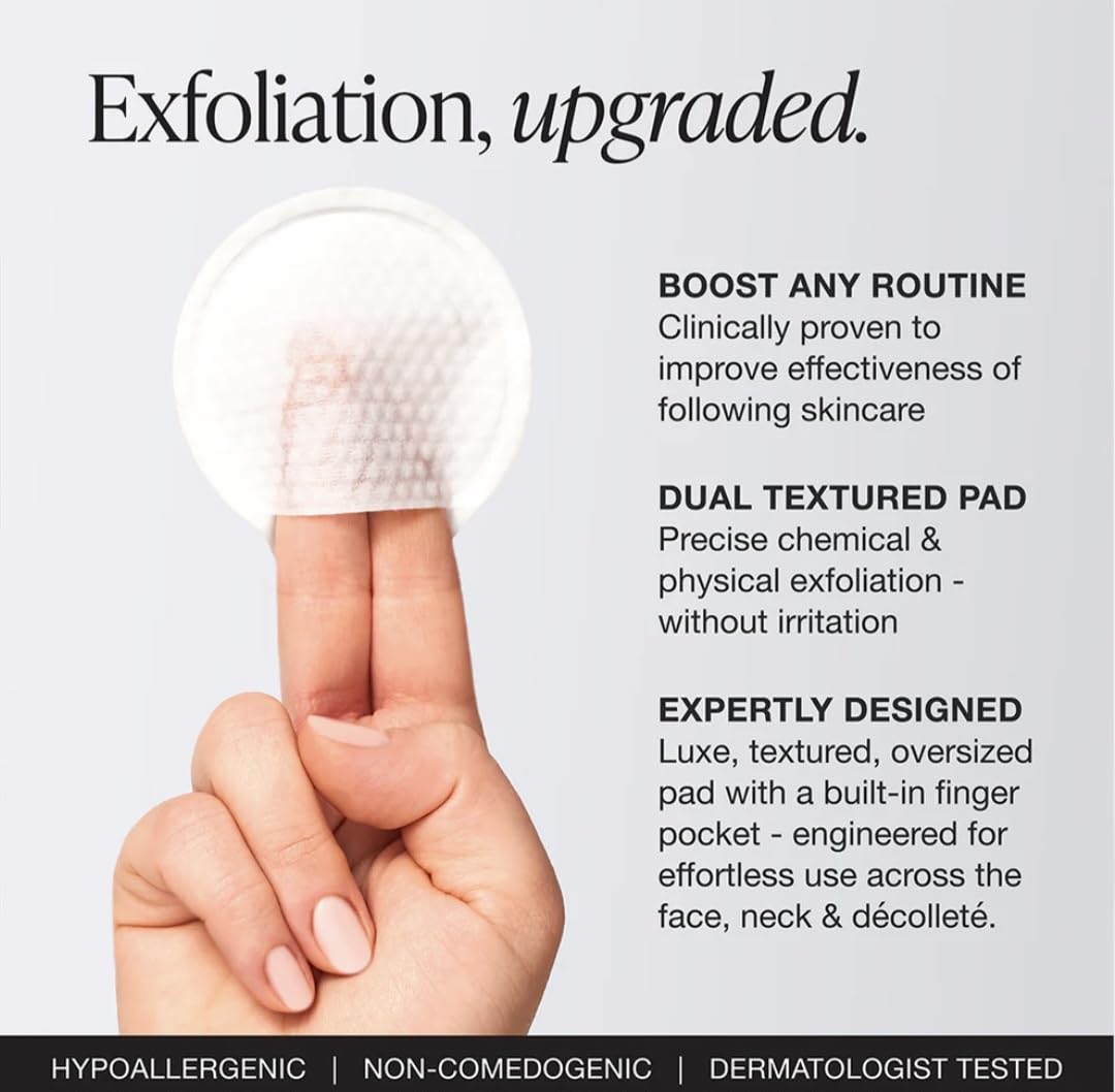 Innbeauty Project Skin Prep Exfoliating Pads in use on face and neck for smoother, more even complexion