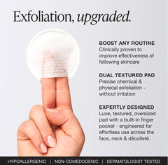 Innbeauty Project Skin Prep Exfoliating Pads in use on face and neck for smoother, more even complexion