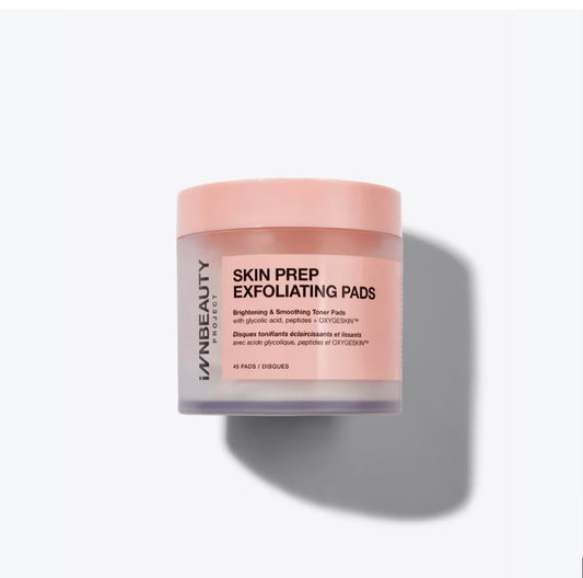 Innbeauty Project Skin Prep Exfoliating Pads jar close-up for easy facial exfoliation and brightening
