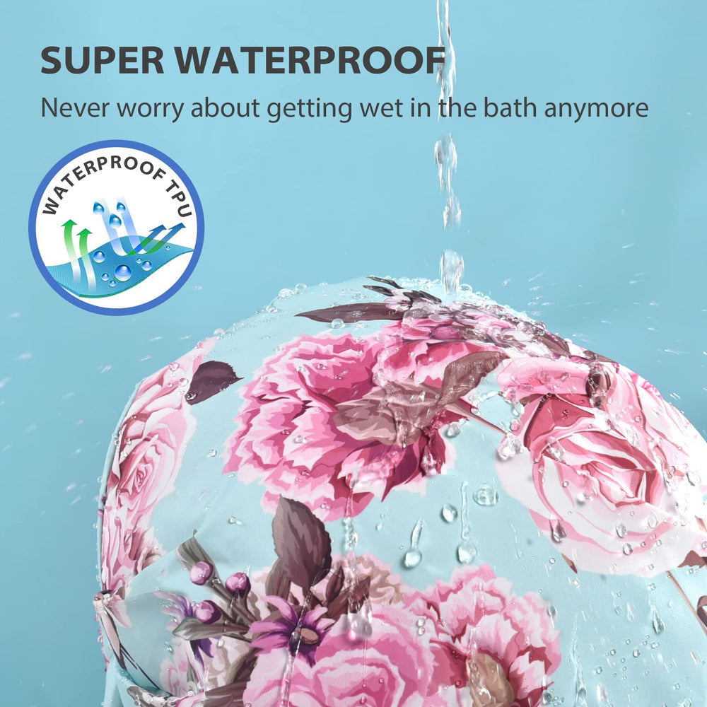 INNELO shower cap with adjustable elastic strap for secure, comfortable fit