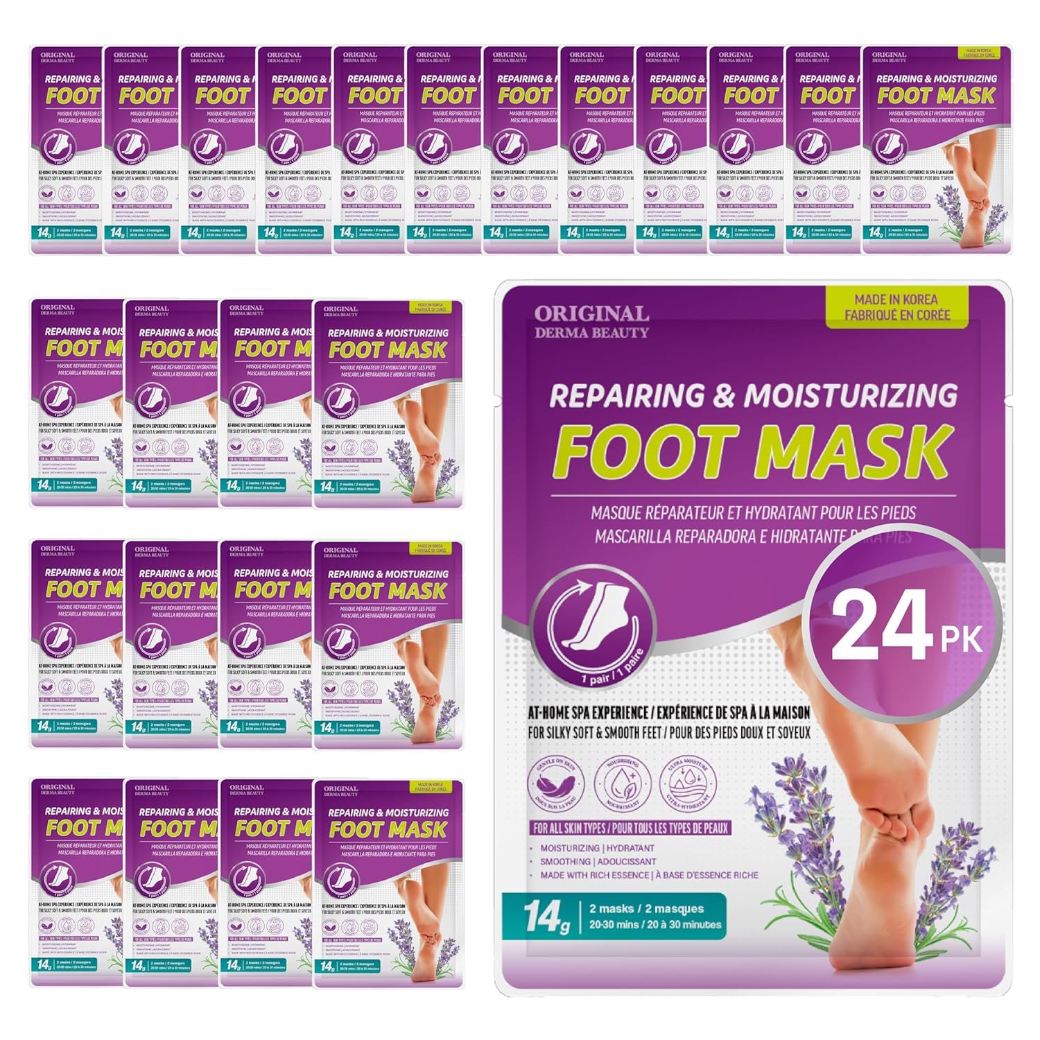 Innerest Derma Beauty lavender foot mask pack for at-home spa hydration