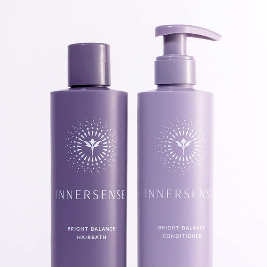 INNERSENSE Bright Balance Purple Conditioner tube demonstrates smoothing moisture