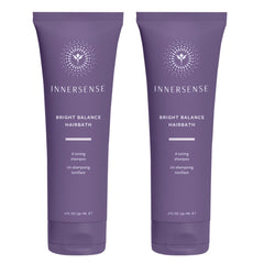 INNERSENSE Bright Balance Purple Hairbath bottle shows violet toning for brass neutralization.