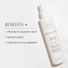 INNERSENSE Hair Love Prep Spray applied to hair for thermal care