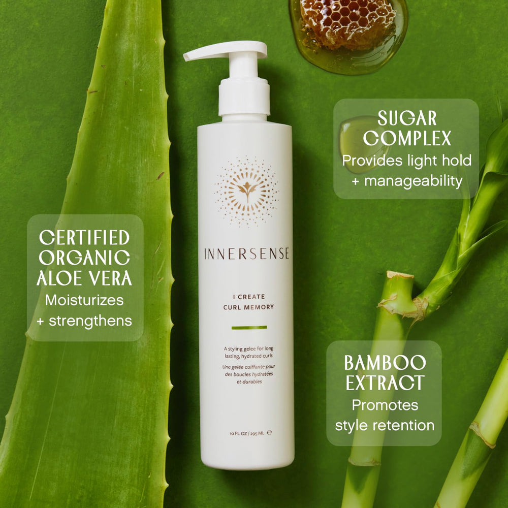 INNERSENSE I Create Curl Memory Gel on styled curls offering elongation and shine