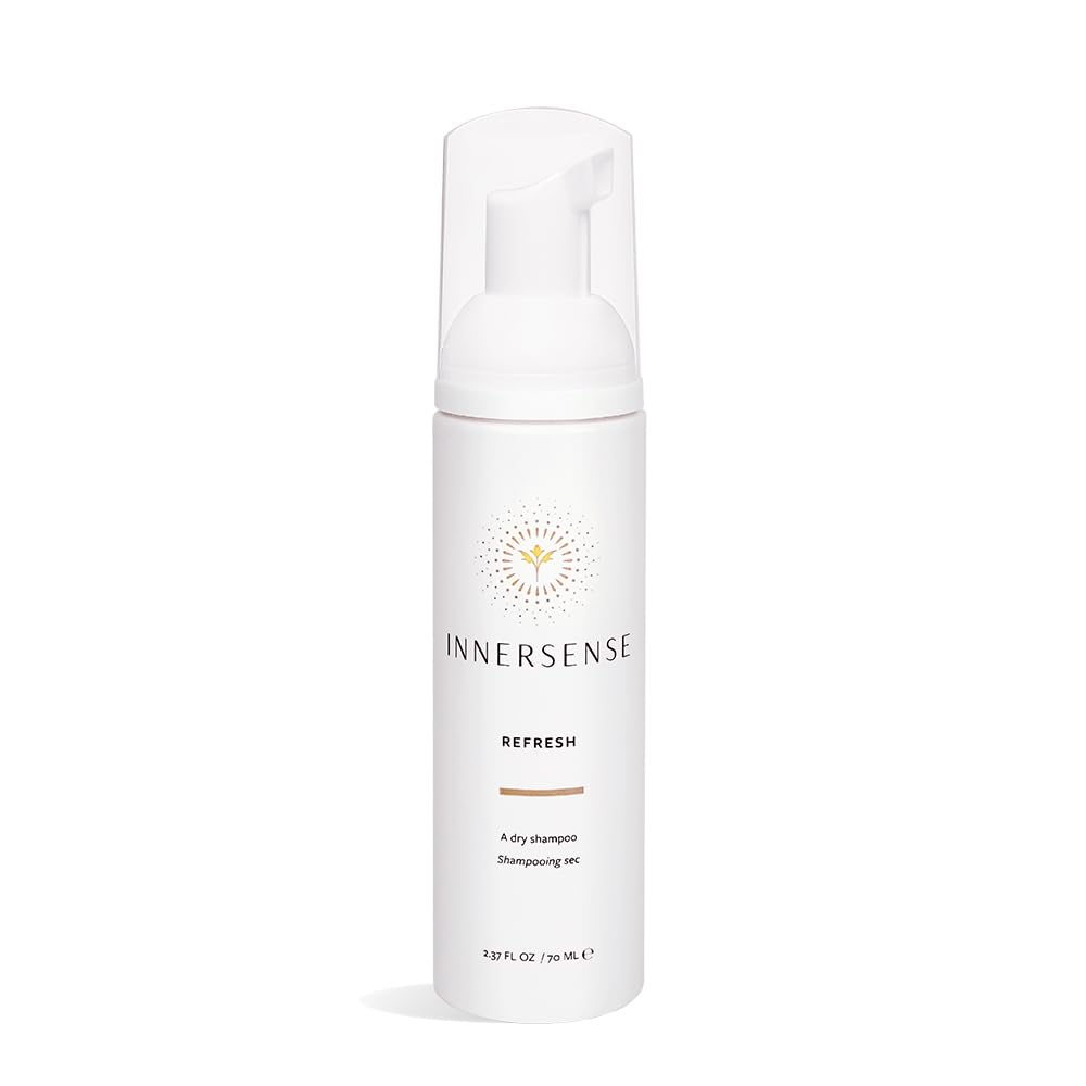 INNERSENSE Natural Refresh Dry Shampoo bottle shown for quick oil control and added body.