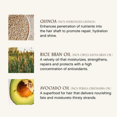 INNERSENSE Hairbath ingredients quinoa and avocado nourish hair texture