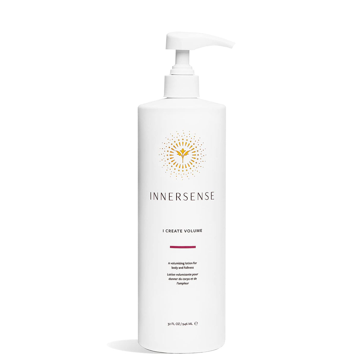 INNERSENSE I Create Volume lotion pump bottle front offers lift and fullness for everyday styles.