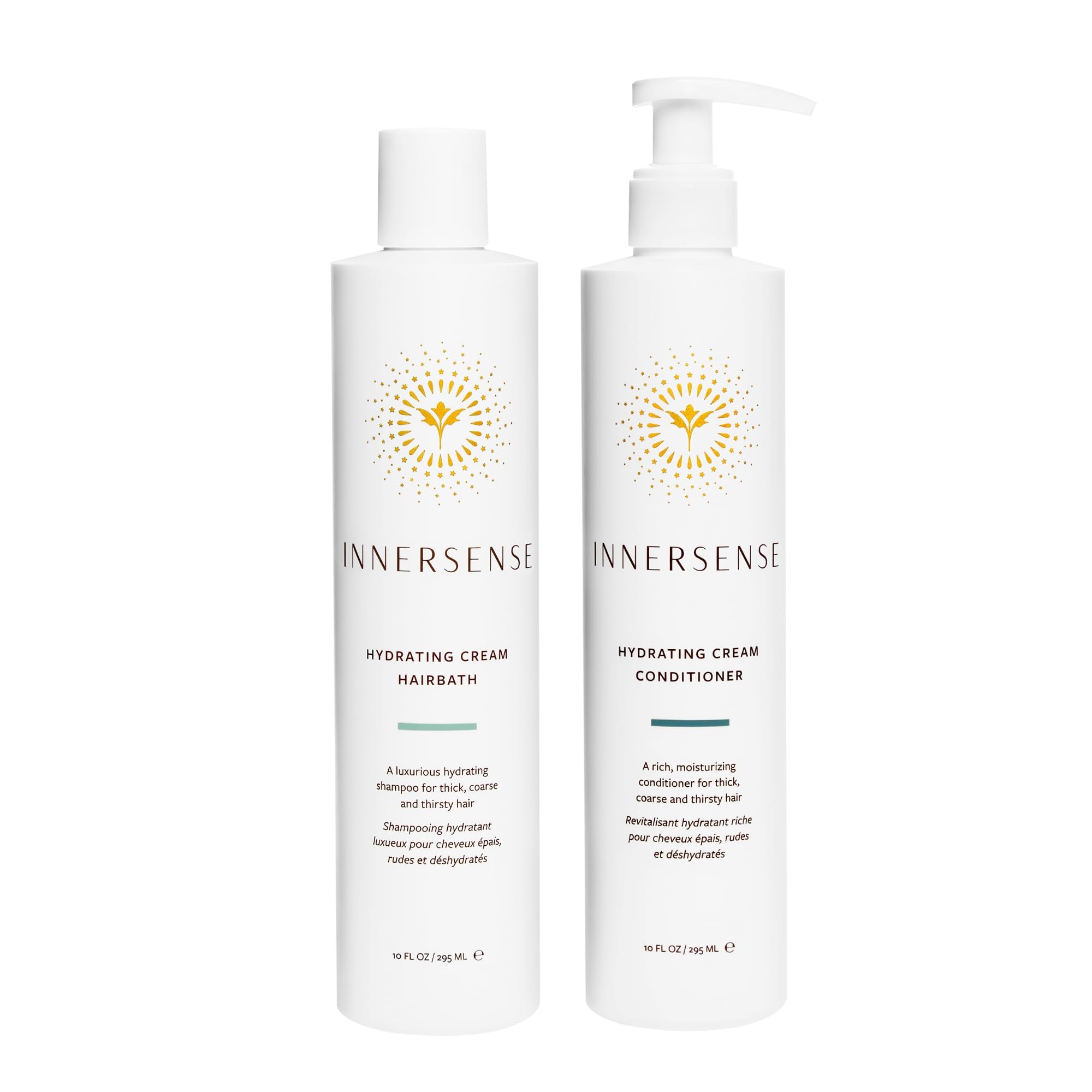 INNERSENSE Organic Hydrating Hairbath bottle pour, showcasing rich conditioning lather.