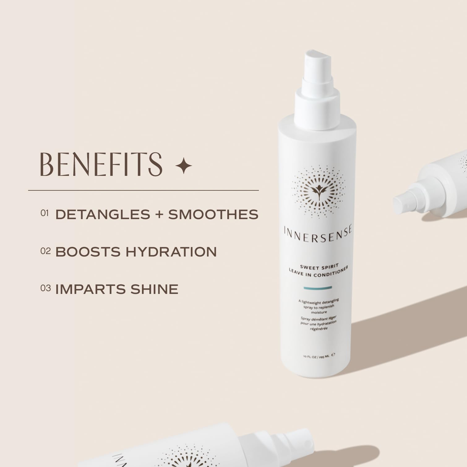Ingredients close-up: Aloe Vera, Eucalyptus, Rosemary in Sweet Spirit Leave-In