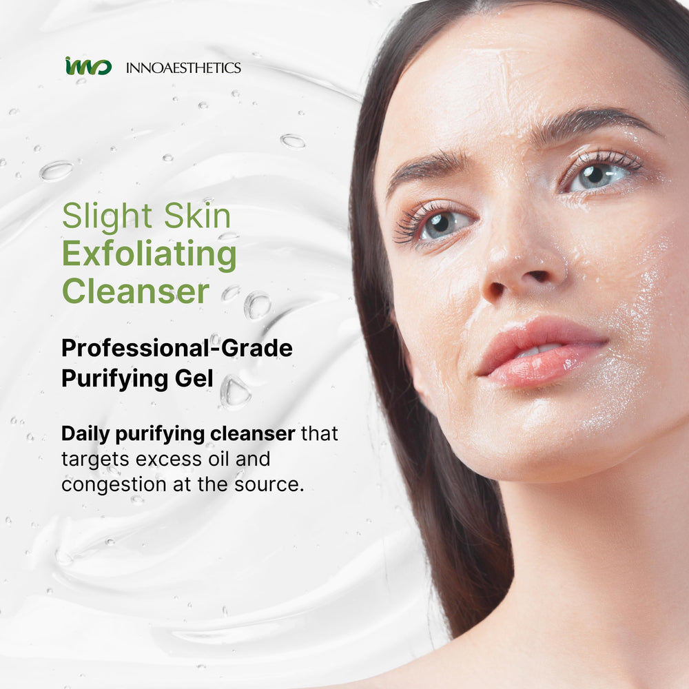INNOAESTHETICS Deep Cleanser gel texture close-up indicating mild exfoliation