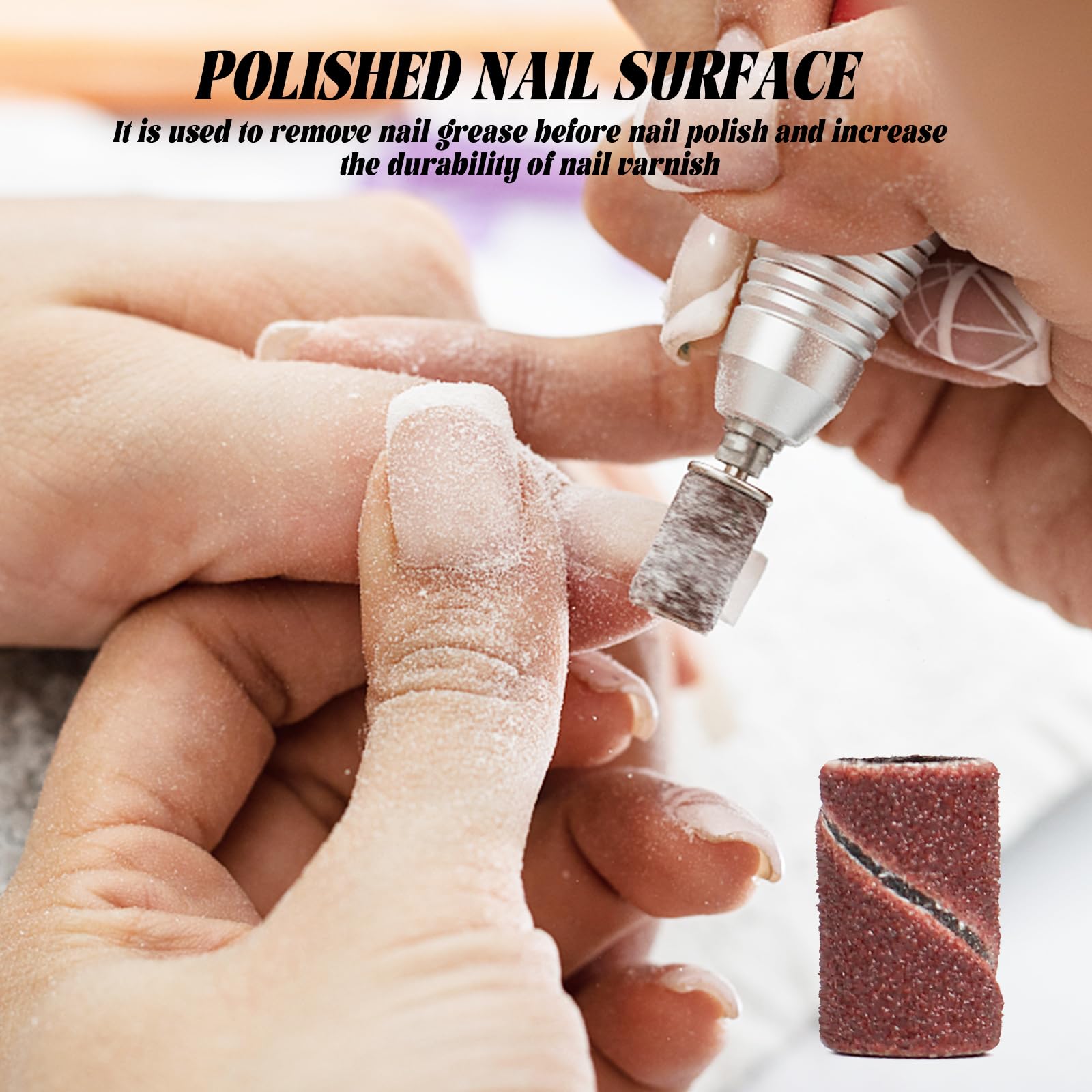 INNOLIFE sanding bands in use during manicure for natural and artificial nails