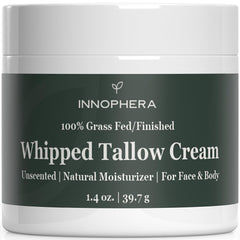 Innophera whipped beef tallow cream bottle shows unscented formula for sensitive skin.