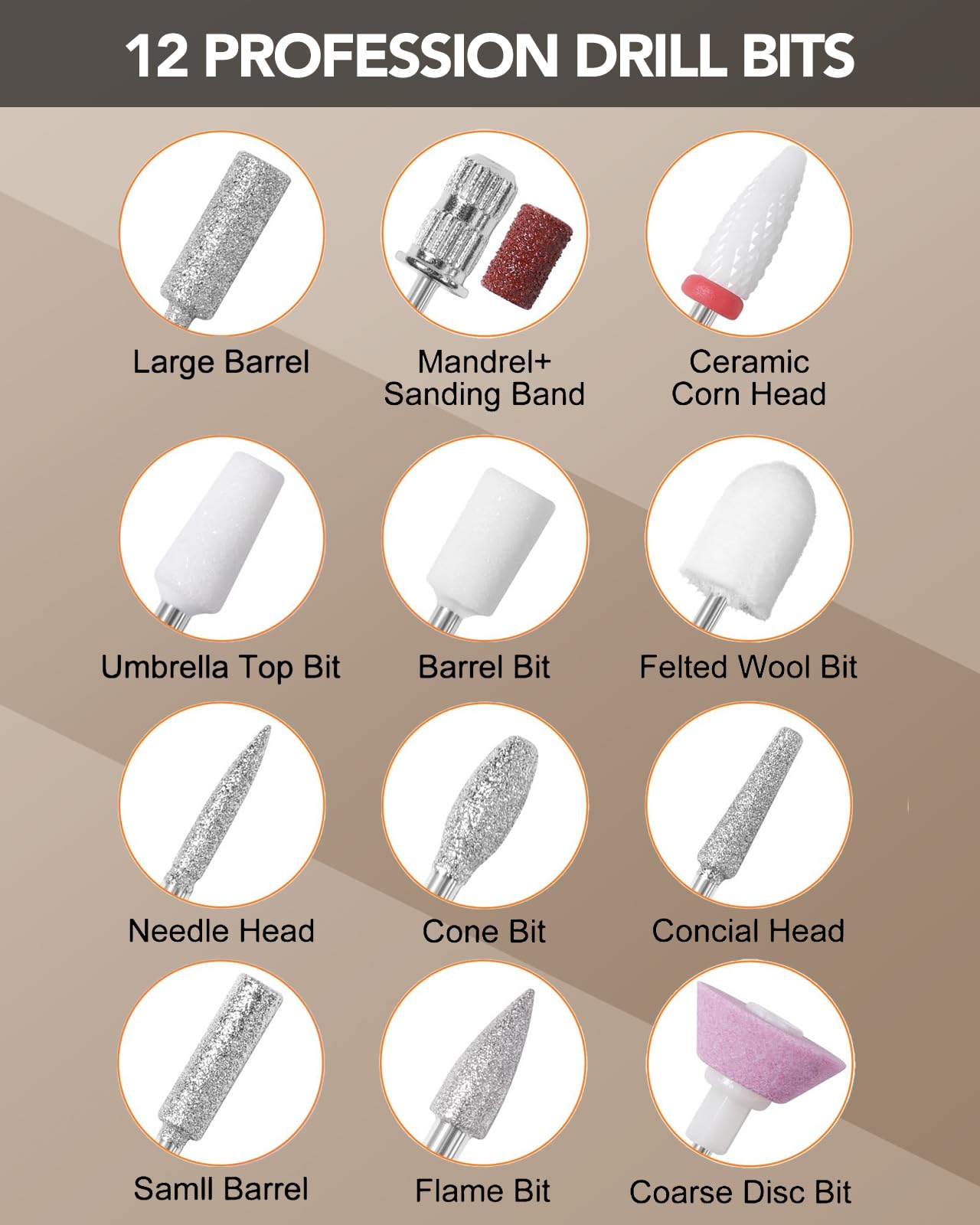 Innoworld 12-nail-bits collection supports shaping, filing, and detailing.