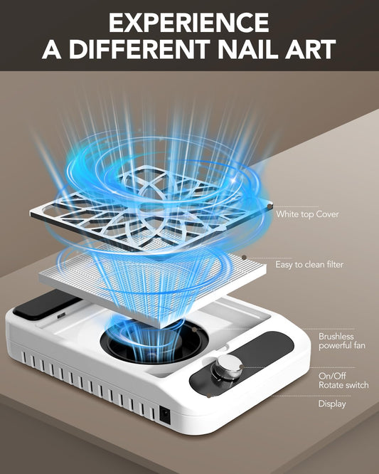 Innoworld dust-collector nail fan supports a clean workspace during polishing.