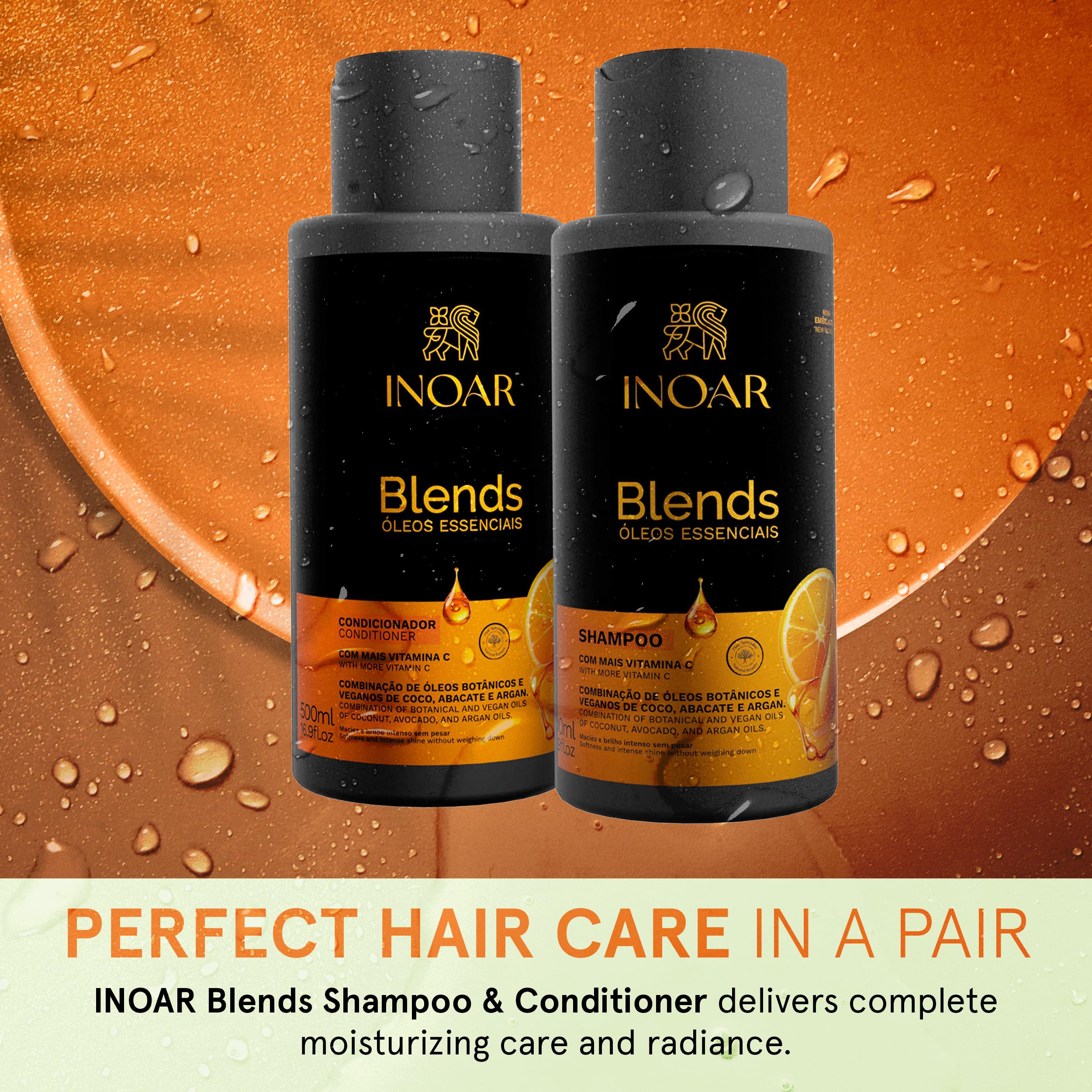 Inoar Blends avocado oil bottle delivering rich nourishment.