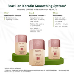 After treatment, sleek shine with INOAR GHair Step 2 keratin.