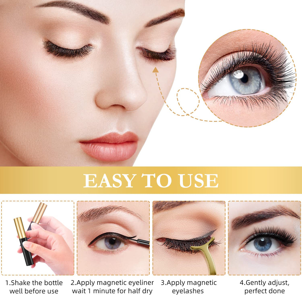 INSMART magnetic lashes with 5 magnets per lash, secure fit.