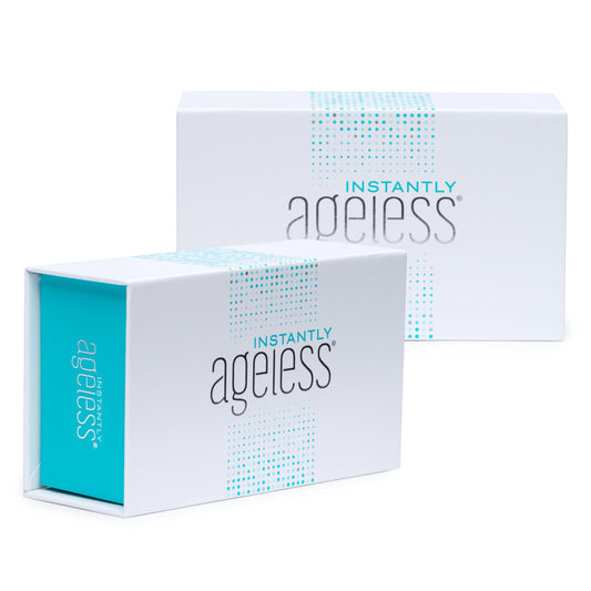 Instantly Ageless eye bag remover applied around the eyes for a refreshed look.