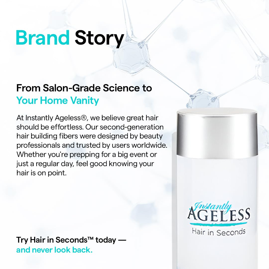 Instantly Ageless Hair in Seconds natural-look fibers blend with hair color for seamless style.