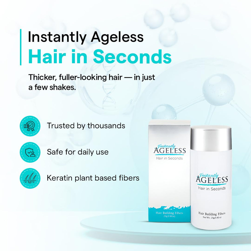 Instantly Ageless Hair in Seconds volume-boost fibers blend for fuller look.