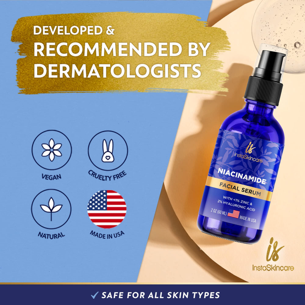 InstaSkincare Niacinamide Serum on sensitive skin test area.