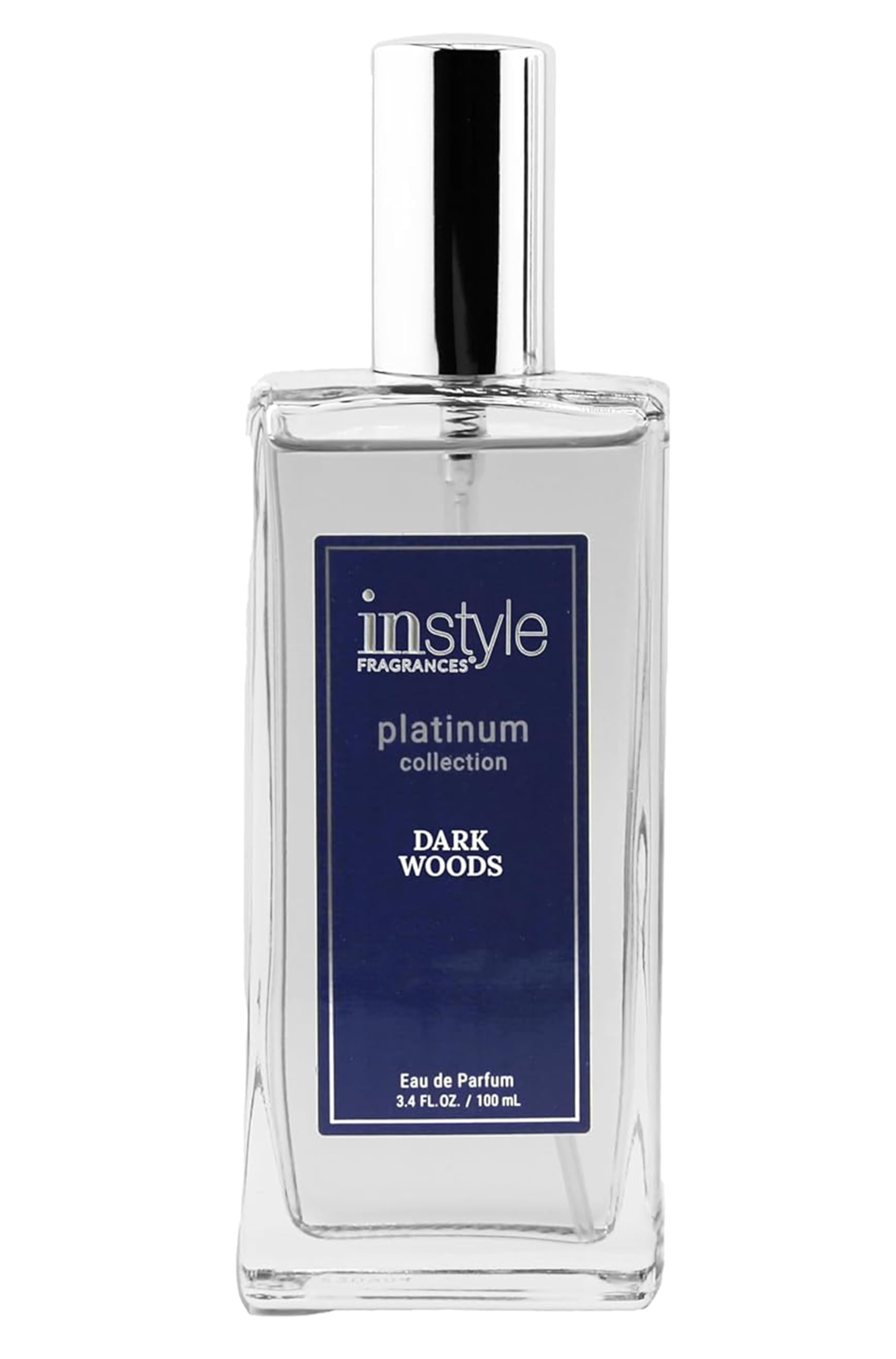 InStyle Fragrances Dark Woods bottle highlights a seductive vanilla-forward profile, ideal for evening wear