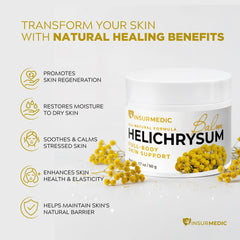 InsurMedic Helichrysum Balm on hand demonstrates daily moisturization for dry areas