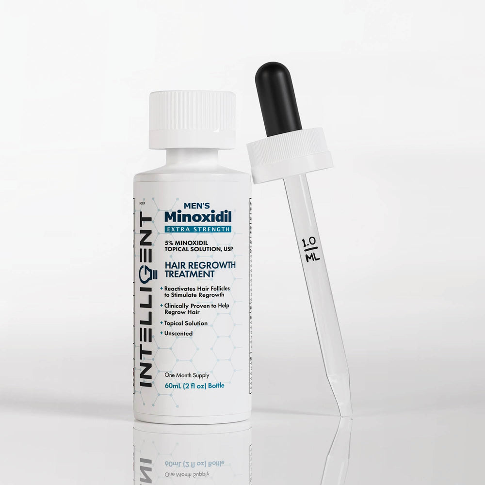 Intelligent Minoxidil bottle demonstrates fast-drying, non-greasy finish.