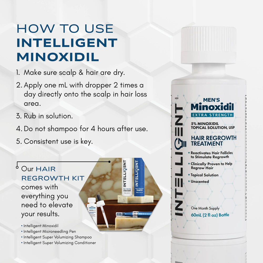Non-oily finish from Intelligent Minoxidil supports styling.