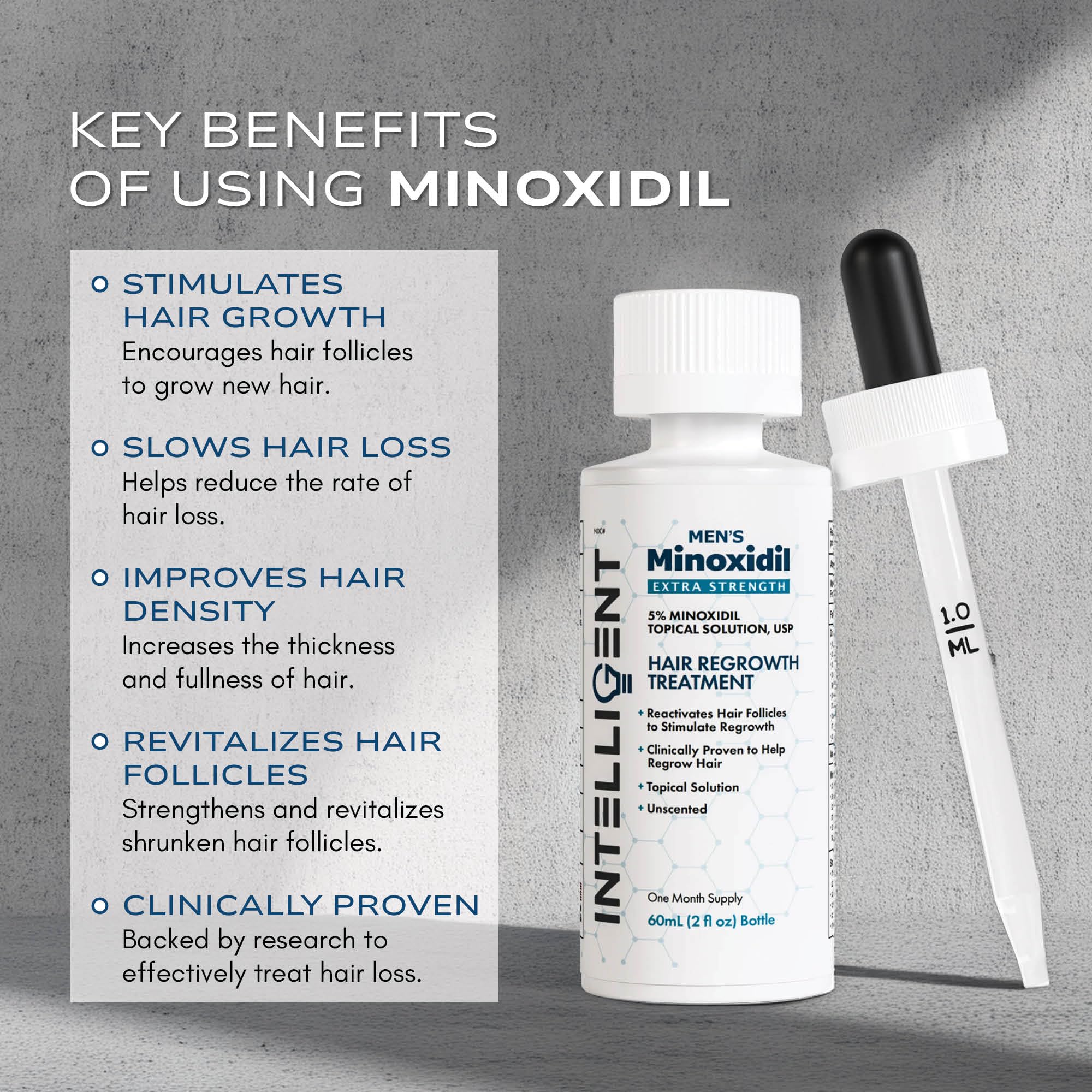 Close-up drops applied to thinning crown with Intelligent Minoxidil.