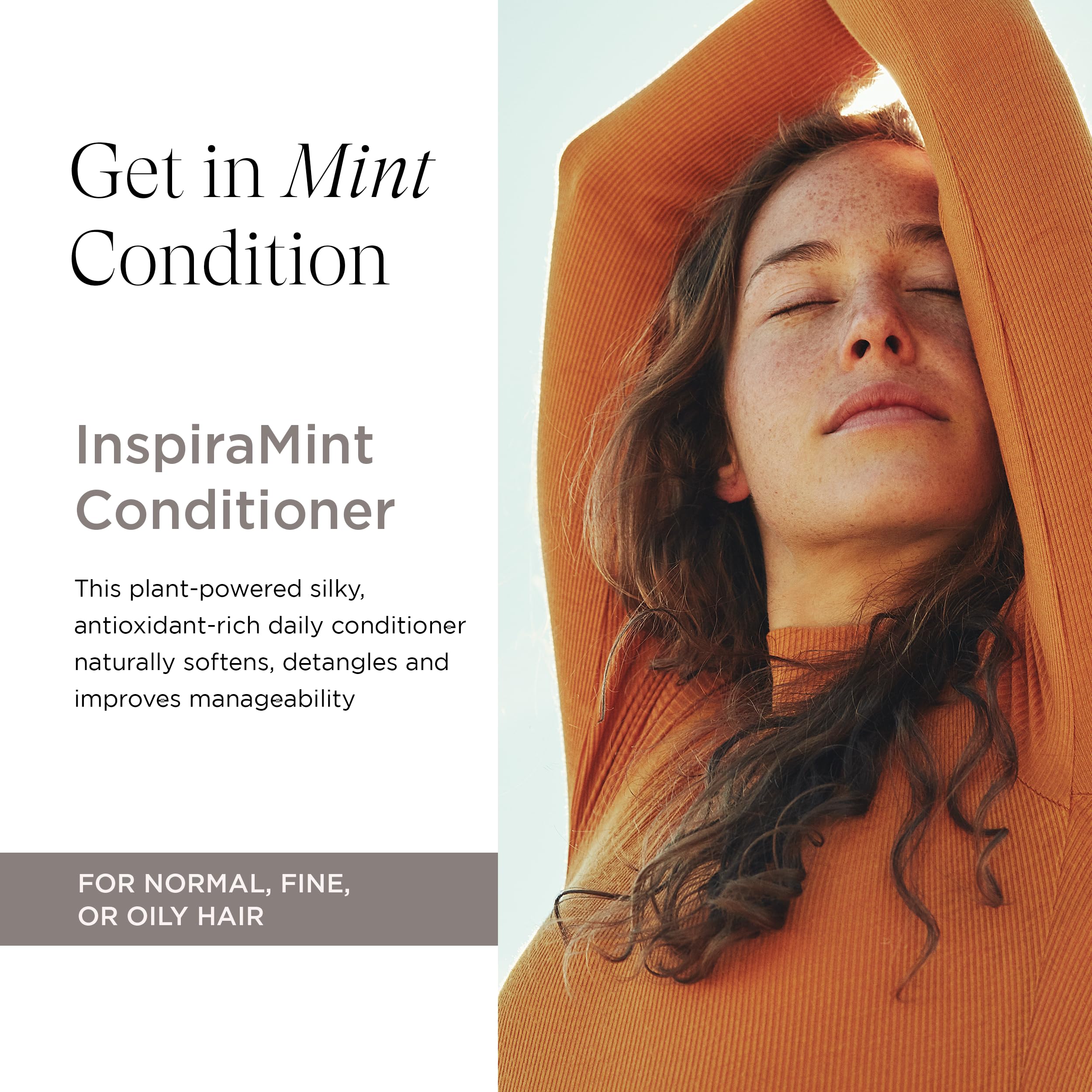 InspiraMint bottle with mint splash suggesting cooling sensation for scalp.