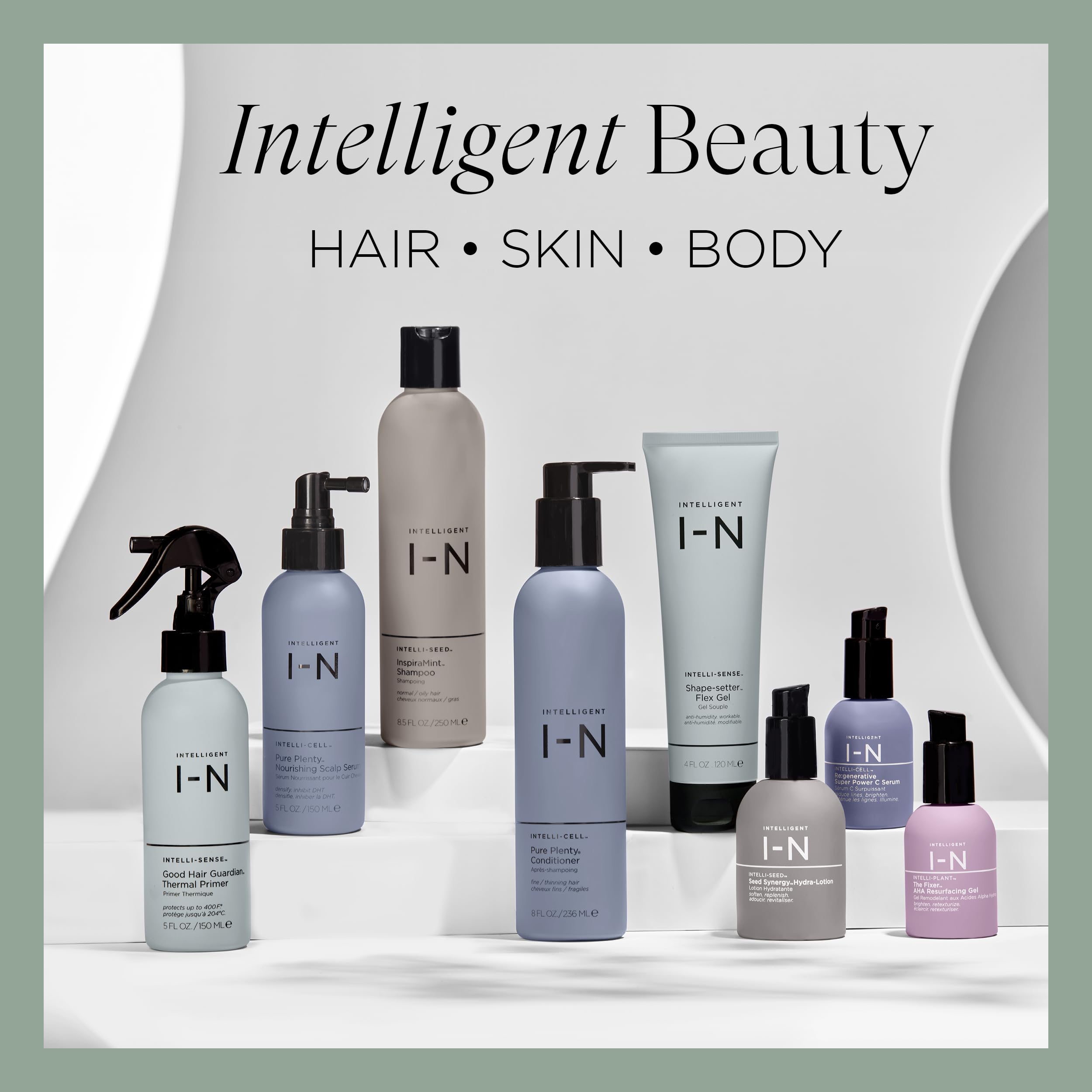 Intelligent Nutrients Liquid Green Face Oil organic packaging label visible.
