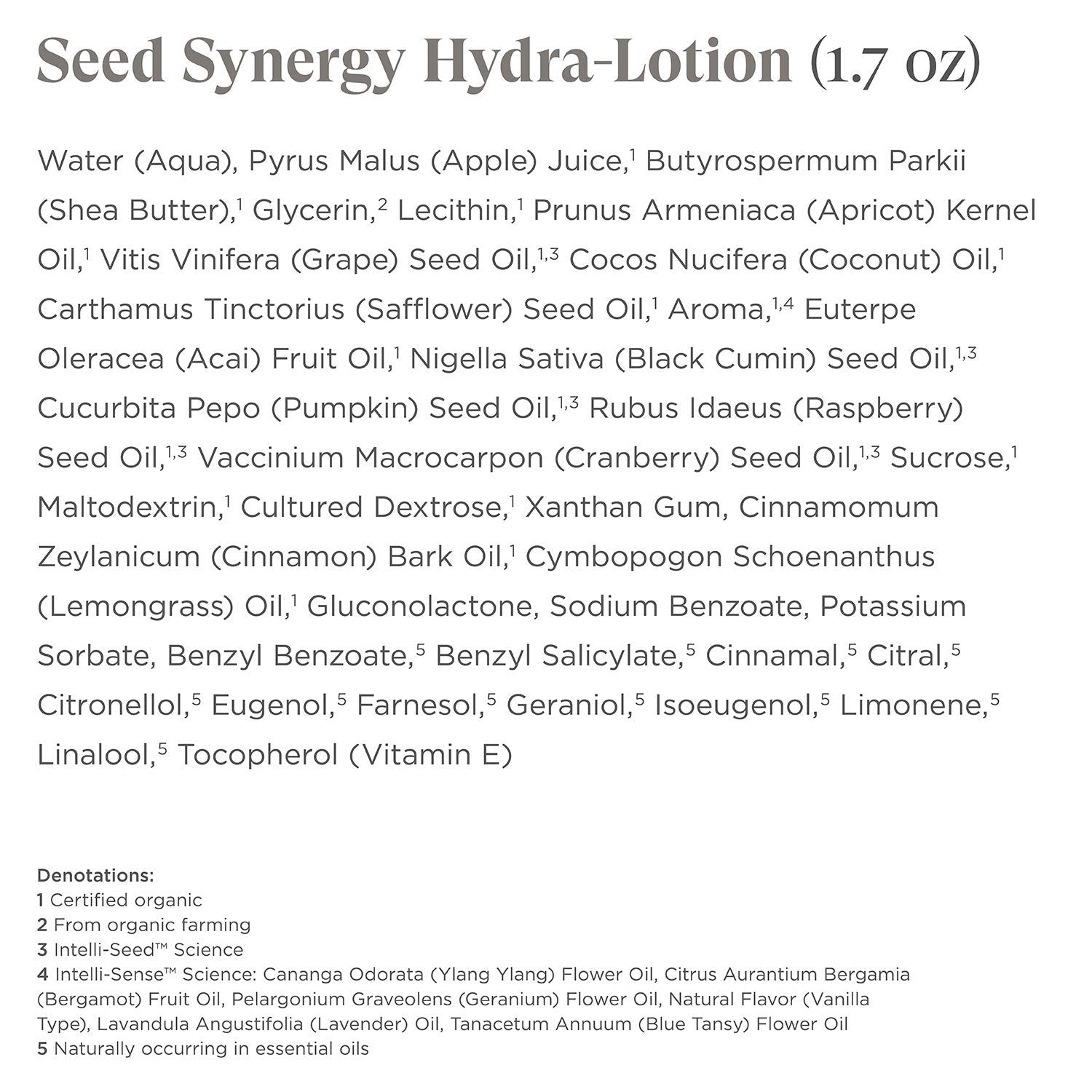 Intelligent Nutrients Seed Synergy Hydra-Lotion pump-top enables easy daily application and balanced moisture.