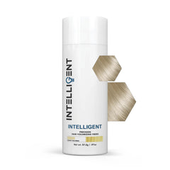 Intelligent Shop hair fibers light-blonde bottle for natural-looking fullness.