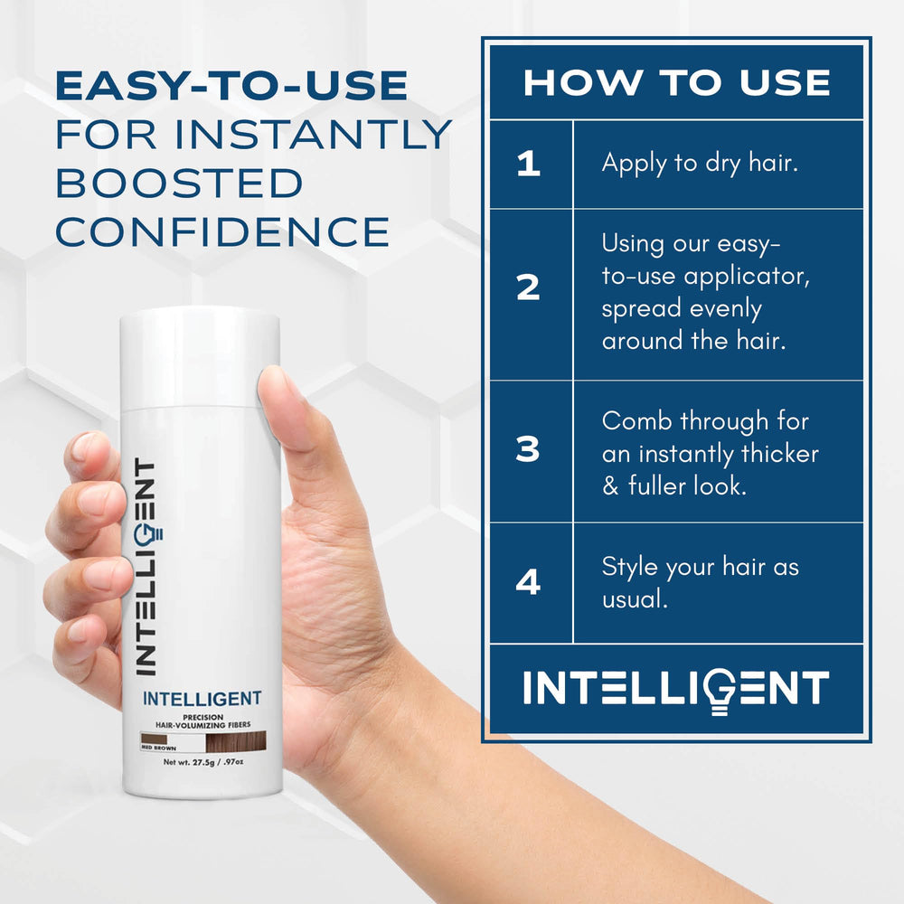 Intelligent Shop Hair Fibers Light Brown before after demonstrates immediate visual improvement.