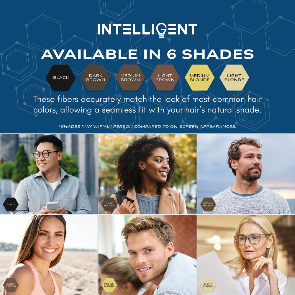 Intelligent Shop Hair Fibers Light Brown on hair conceals thinning areas smoothly.