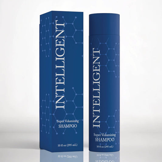 Intelligent Shop Super Volumizing Shampoo bottle pour shows easy application.